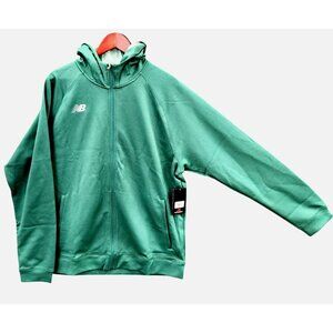 New Balance Mens Full-Zip Green Hoodie XLT NBTAVELHOODY Lightweight Athletic Jac